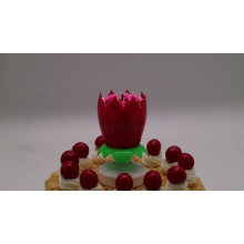 Rainbow Color Birthday Party Lotus Flower Happy Birthday Music Flamed Candle with 14 Mini Candles and CE, ROHS,FDA